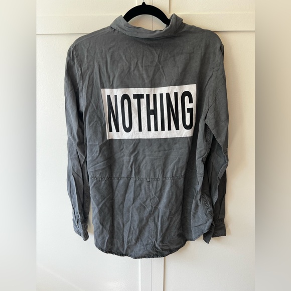 Forever 21 Tops - Forever 21 NWT‎ Contemporary Gray Women’s NOTHING Button Down Shirt Size Large